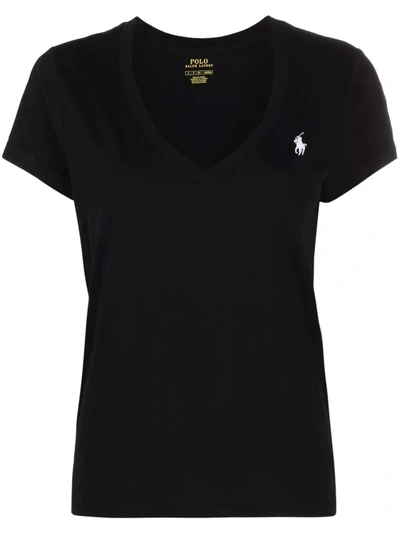 Polo Ralph Lauren Polo Pony V-neck T-shirt In Black