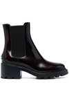 Tod's Leather Block-heel Chelsea Boots In Red