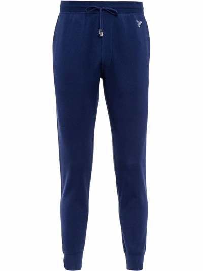 Prada Logo-embroidered Track Trousers In Blue