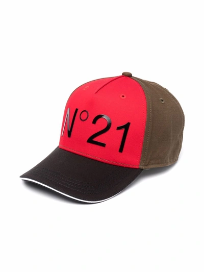 N°21 Kids' Logo-print Cap In Green