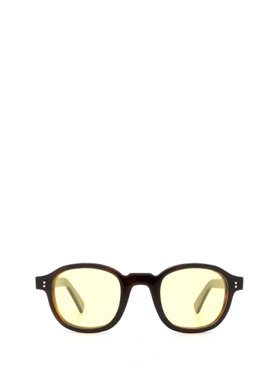Lesca Brut Panto 8mm Black & Brown Sunglasses