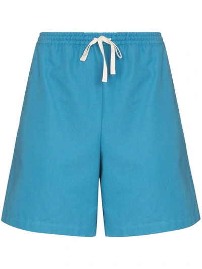Gucci X Freya Hartas Bee-embroidered Canvas Shorts In Blue