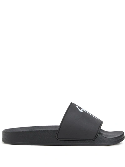 Giuseppe Zanotti Brett Signature-logo Slides In Black