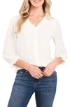 Cece Ruffle V-neck Blouse In Soft Ecru