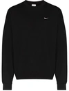 Nike Solo Swoosh Oversized Logo-embroidered Cotton-blend Jersey Sweatshirt In Black