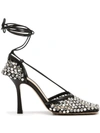 Bottega Veneta Rhinestoned Web Sparkle Mesh Pumps 10cm In 黑色