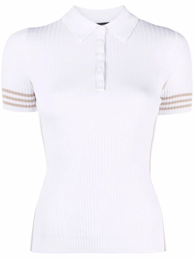 Rag & Bone Peyton Ribbed-knit Polo Shirt In Bright White