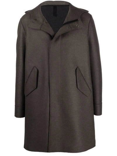 Harris Wharf London Hooded Wool Coat In Grey