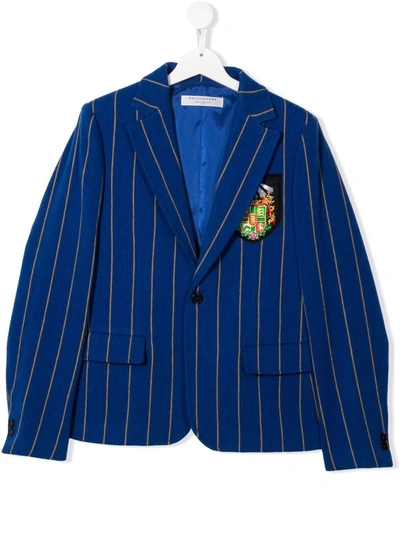 Philosophy Di Lorenzo Serafini Kids' Crest-detail Striped Blazer In Blue
