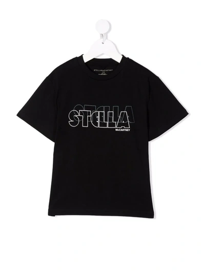 Stella Mccartney Kids' Logo-print Sustainable Cotton T-shirt In Black