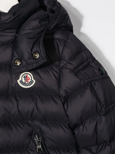 Moncler Babies' Logo贴花衬垫大衣 In Blue