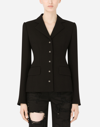 Dolce & Gabbana Single-breasted Wool Crepe Dolce Jacket With Dg Buttons In Black