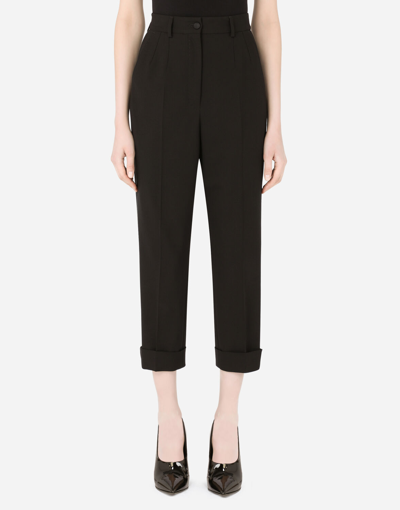 Dolce & Gabbana Woolen Pants With Turn-ups In Black