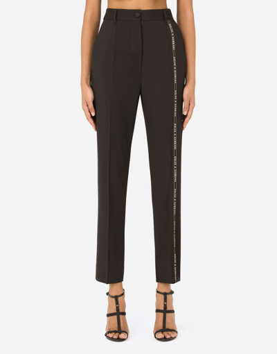 Dolce & Gabbana Woolen Pants With Branded Selvedge In Black