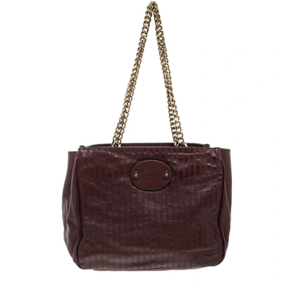 Pre-owned Chloé Burgundy Leather Chain Tote