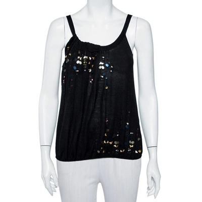 Pre-owned Kenzo Black Embellished Silk Knit Tank Top S