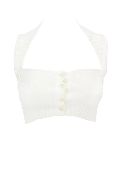 Adamo Ribbed Cropped Top In White