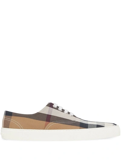 Burberry Check-print Sneakers In Braun