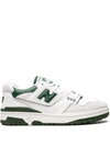 New Balance White And Green Bb550 Leather Sneakers In White