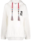 Etro Long Drawstring Logo Hoodie In White