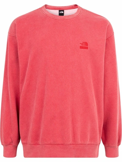 Supreme X The North Face Logo Embroidered Sweatshirt In Red