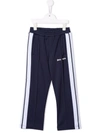 Palm Angels Kids' Blue Technical Fabric Trousers With Logo Print