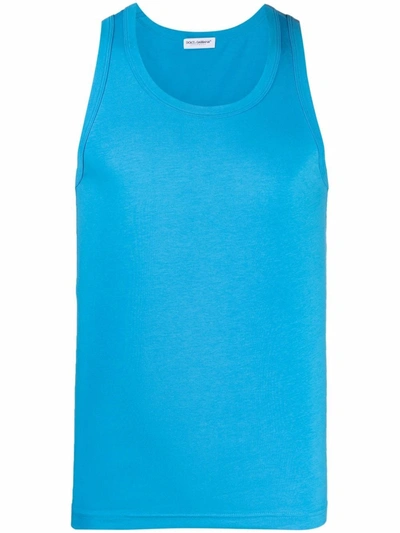 Dolce & Gabbana Logo-patch Tank Top In Blue