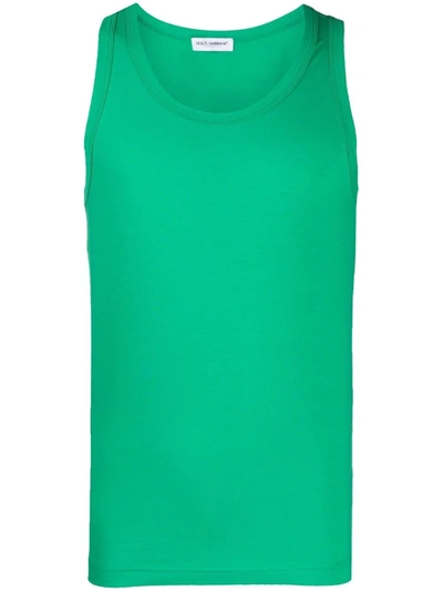 Dolce & Gabbana Logo-patch Sleeveless Top In Green