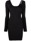 OFF-WHITE BLACK AND WHITE ARROWS RIBBED KNIT MINIDRESS