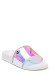 Juicy Couture Wyndows Lucite Slide Sandal In White Clear Iridescent