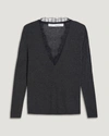 Iro Haby Lace Trim V Neck Sweater In Anthracite
