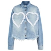 NATASHA ZINKO BLUE HEART-PANELLED DENIM OVERSHIRT,4101335