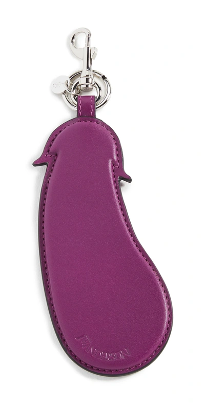 Jw Anderson Aubergine Debossed-logo Charm In Purple