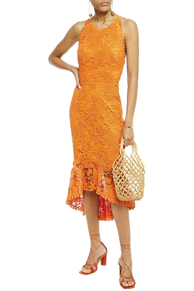 Maria Lucia Hohan Ayane Lace-up Fluted Cotton Guipure Lace Dress In Orange