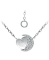 Giani Bernini Cubic Zirconia Crescent Moon & Heart 16" Pendant Necklace In Sterling Silver & 18k Gold-plate, Creat In Sterling Silver