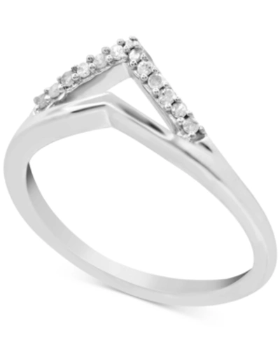 Macy's Diamond Chevron Statement Ring (1/10 Ct. T.w.) In Sterling Silver
