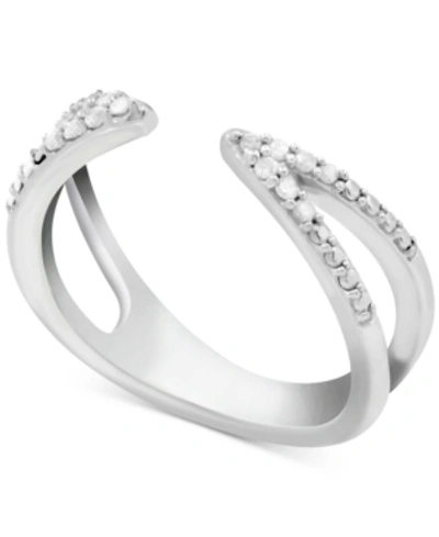 Macy's Diamond Cuff Ring (1/10 Ct. T.w.) In Sterling Silver