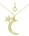 Giani Bernini Cubic Zirconia Moon & Star Pendant Necklace, 16" + 2" Extender, Created For Macy's In Gold Over Silver