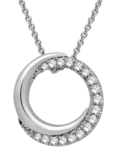 Macy's Diamond Circle Pendant Necklace (1/4 Ct. T.w.) In Sterling Silver, 16" + 2" Extender In Sterling Sliver