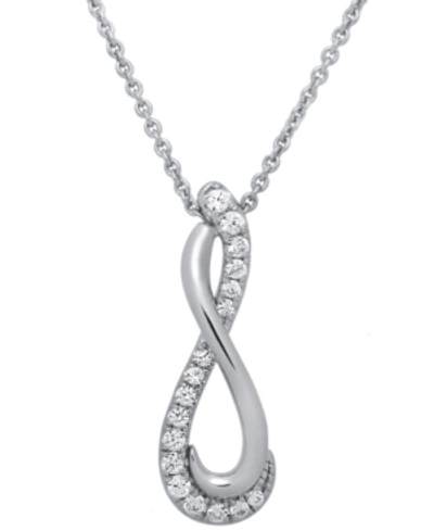 Macy's Diamond Infinity Pendant Necklace (1/5 Ct. T.w.) In Sterling Silver, 16" + 2" Extender In White