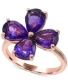 Macy's Amethyst Flower Statement Ring (3-1/20 Ct. T.w.) In 14k Rose Gold-plated Sterling Silver In Amethyst