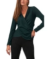 1.state Long Sleeve Cross Front Cozy Knit Top In Pine Green