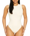 Naked Wardrobe The Nw Sleeveless Snatched Bodysuit In White