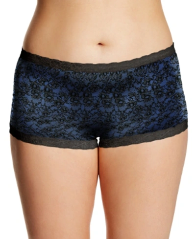 Maidenform Microfiber Boyshort Underwear 40760 In Navy Black Lace