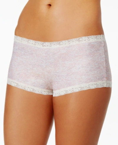 Maidenform Lace Trim Microfiber Boyshort Underwear 40760 In Peach Swirl Print