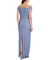 ADRIANNA PAPELL OFF-THE-SHOULDER 3-D BEADED GOWN