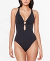 Bleu Rod Beattie Ring Me Up Plunge One-piece Swimsuit In Black