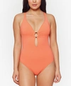 Bleu Rod Beattie Ring Me Up Plunge One-piece Swimsuit In Coral Chic
