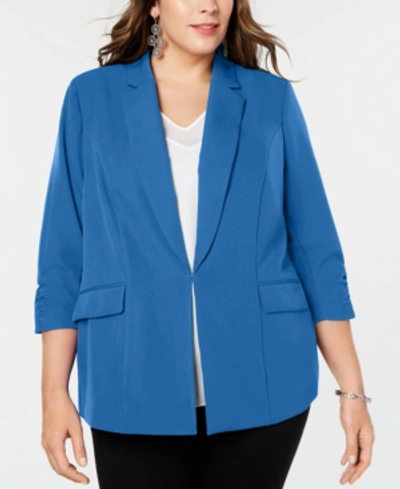 Inc International Concepts Plus Size 3/4-sleeve Blazer, Created For Macy's In Campanula