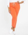 Nydj Plus Size Relaxed Trouser Pant With Frayed Hems And Cord Belt In Orange Poppy
